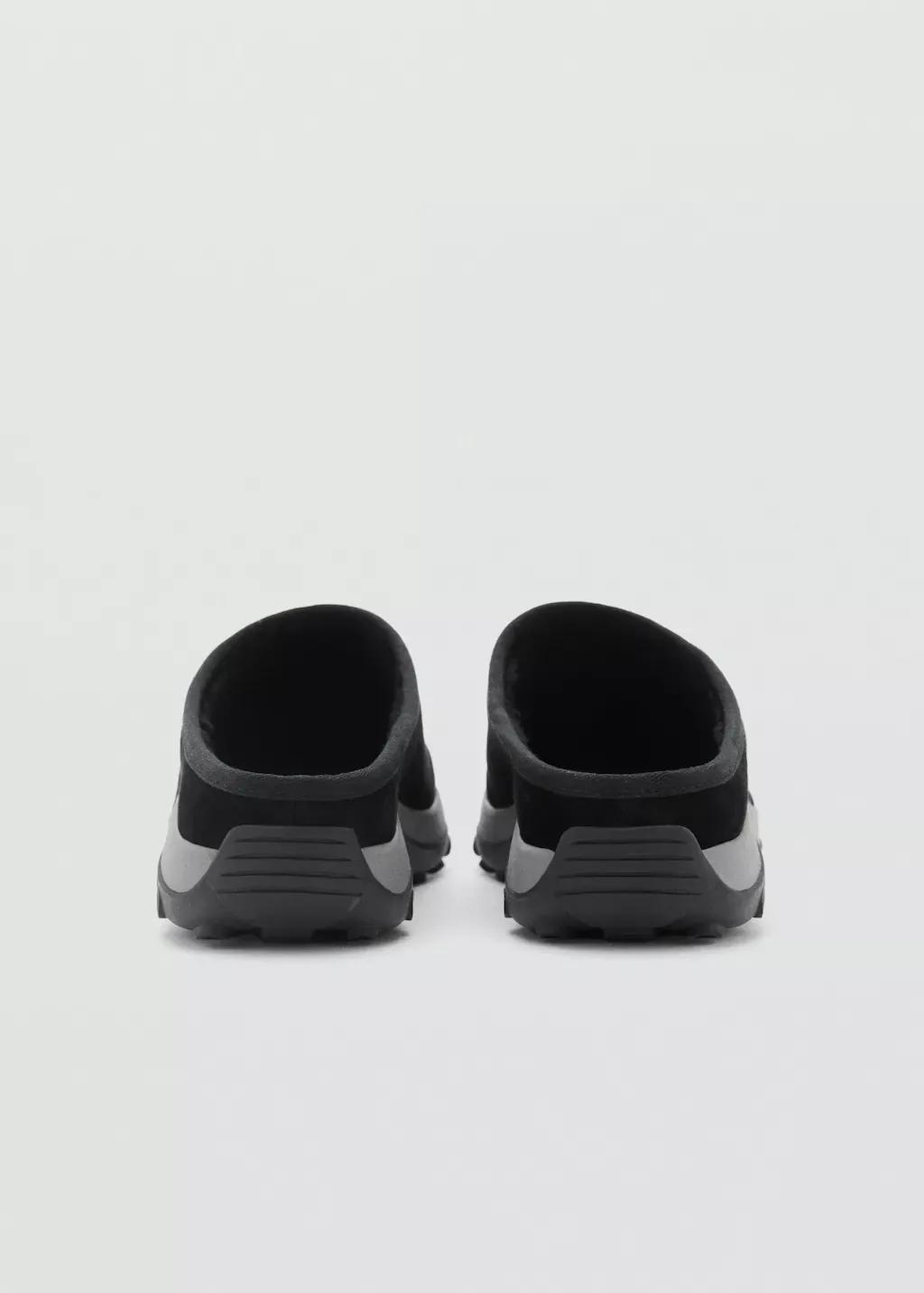 Black Leather Clog With Track Sole, , large image number 1