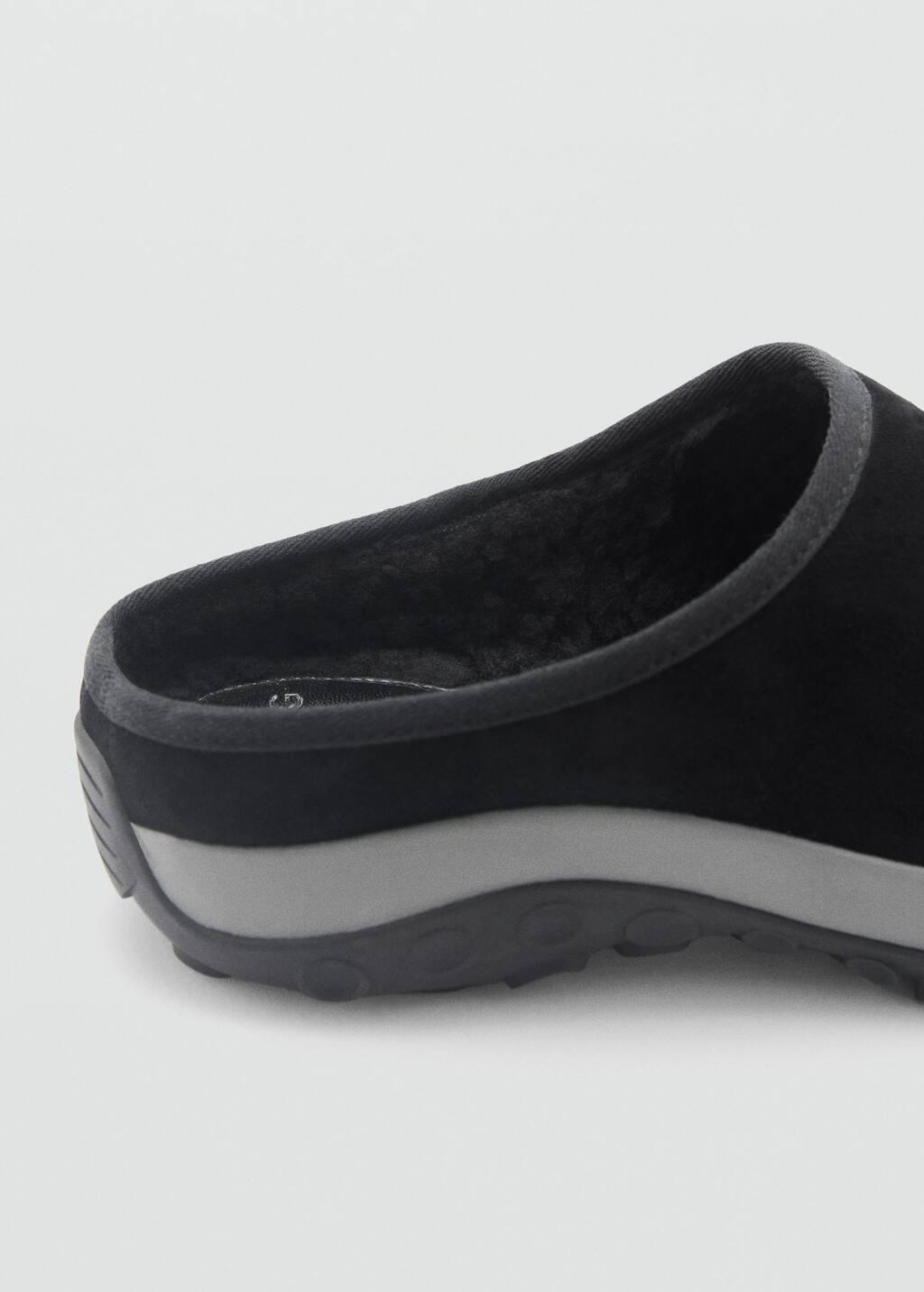 Black Leather Clog With Track Sole, , large image number 4