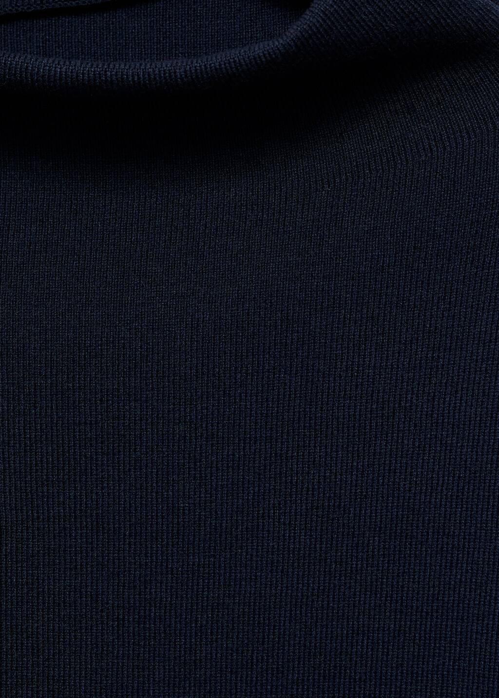 Navy Knitted Sweater With Asymmetrical Neck, , large image number 4