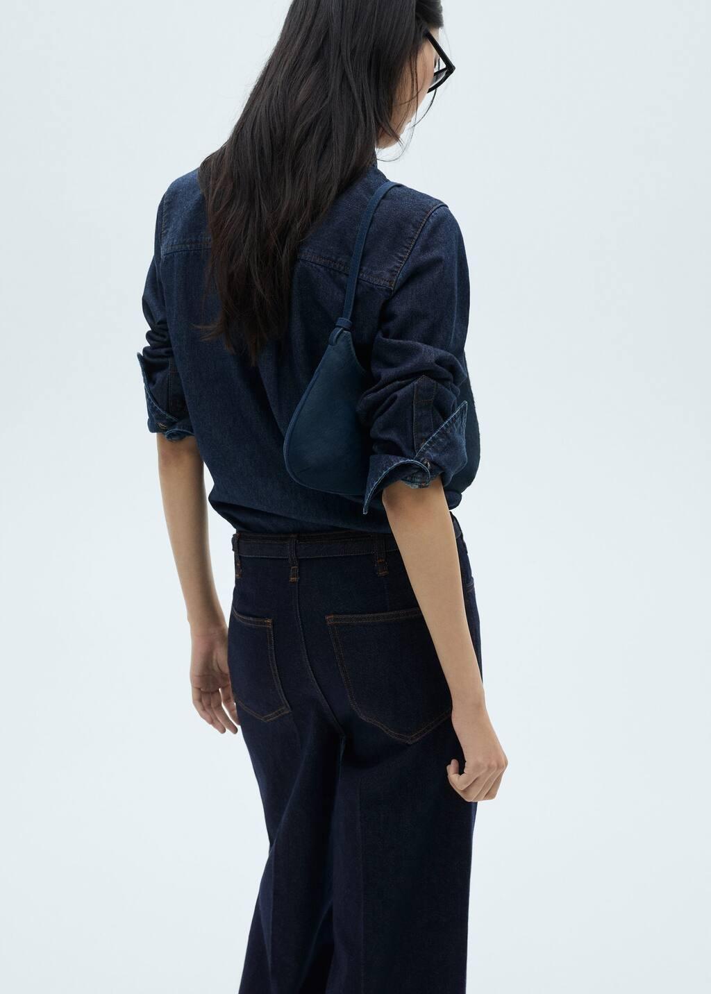 Blue Rinse-Wash Wideleg Jeans With Belt, , large image number 2