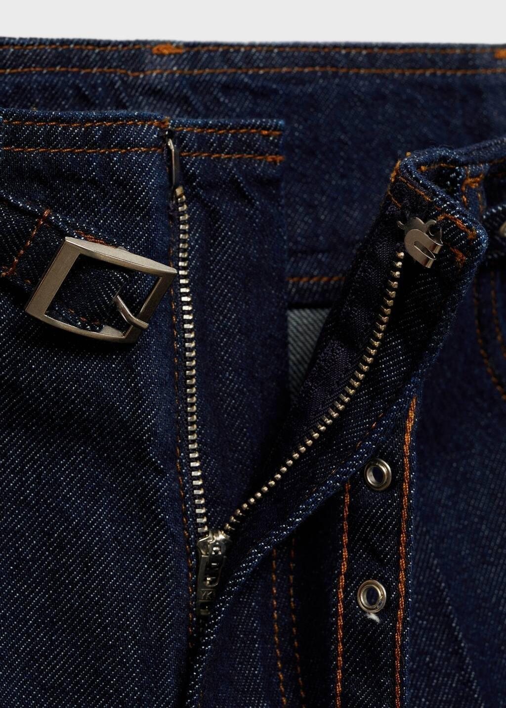 Blue Rinse-Wash Wideleg Jeans With Belt, , large image number 5