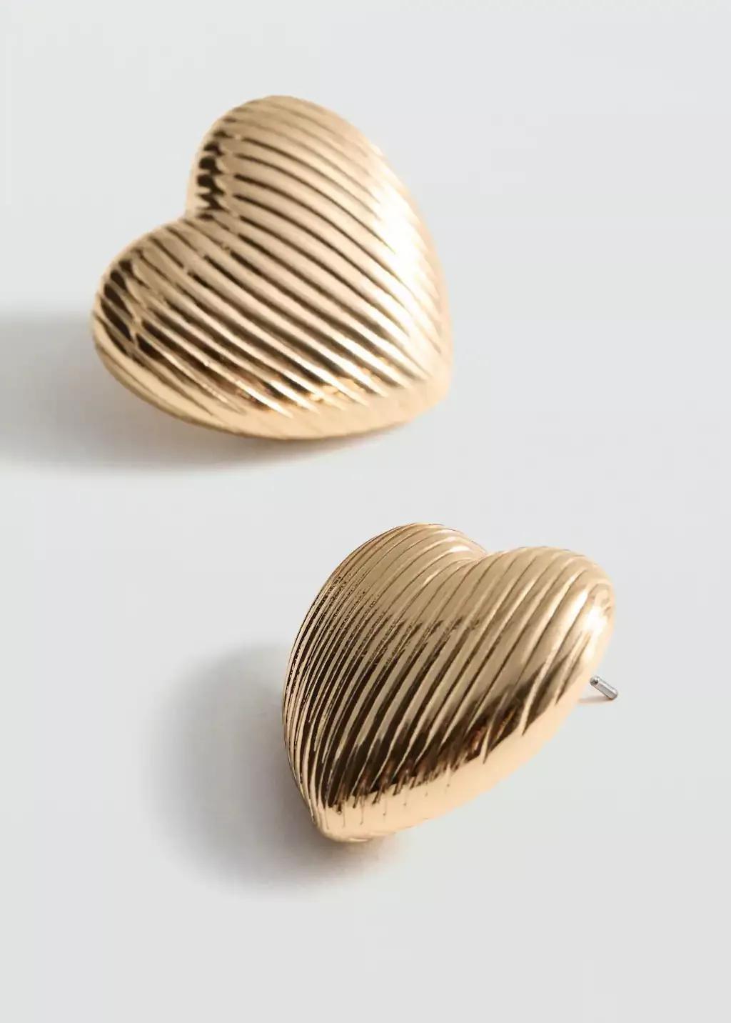 Gold Textured Heart Earrings, 0201_OR, large image number 0
