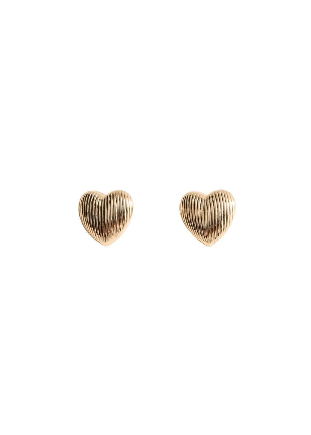 Gold Textured Heart Earrings, 0201_OR, large image number 1