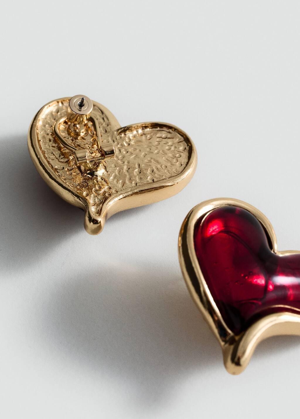 Gold Resin Heart Earrings, 0201_OR, large image number 0