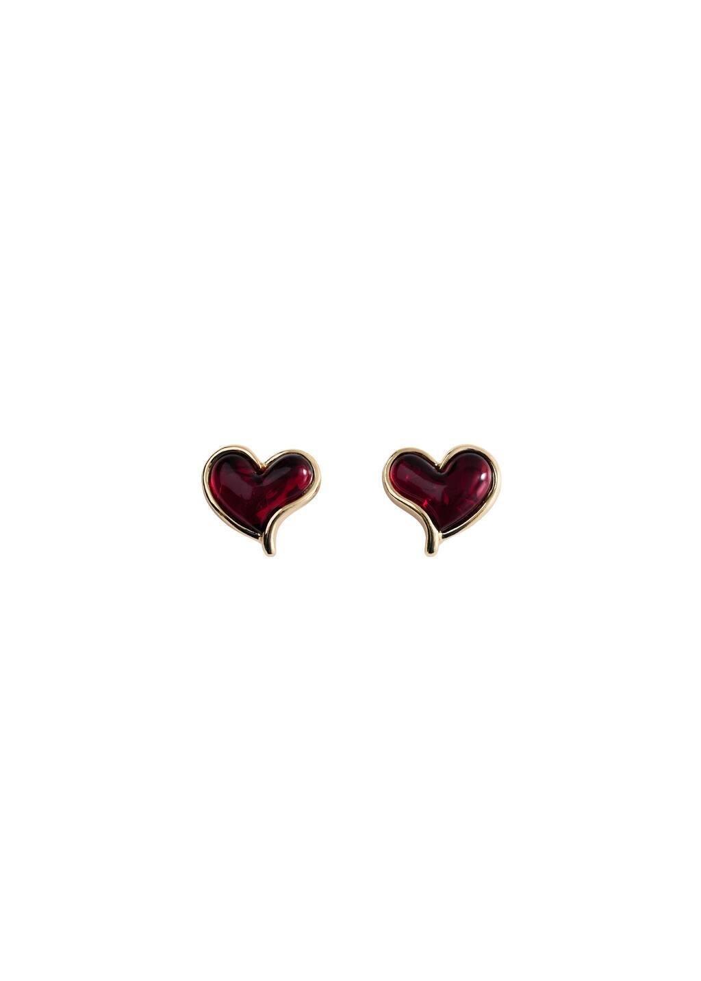 Gold Resin Heart Earrings, 0201_OR, large image number 2