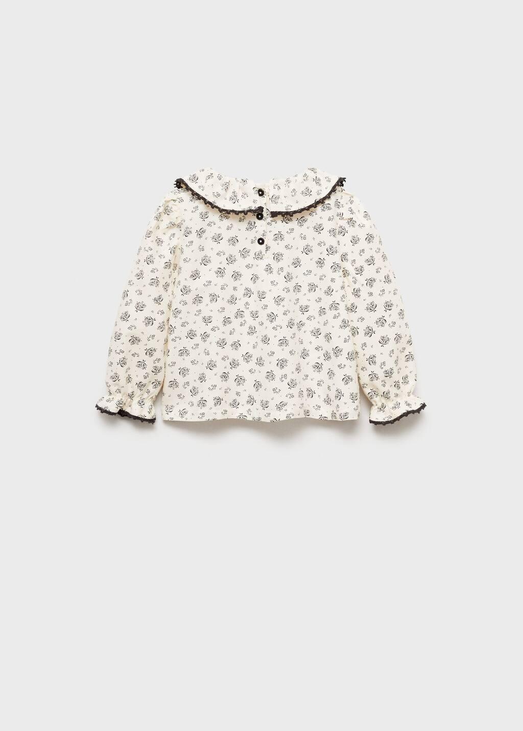Beige Floral Cotton Blouse, Baby Girl, , large image number 1