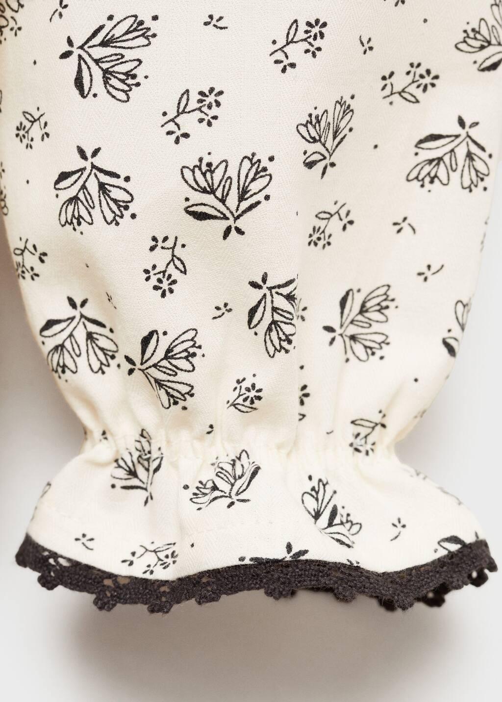 Beige Floral Cotton Blouse, Baby Girl, , large image number 2