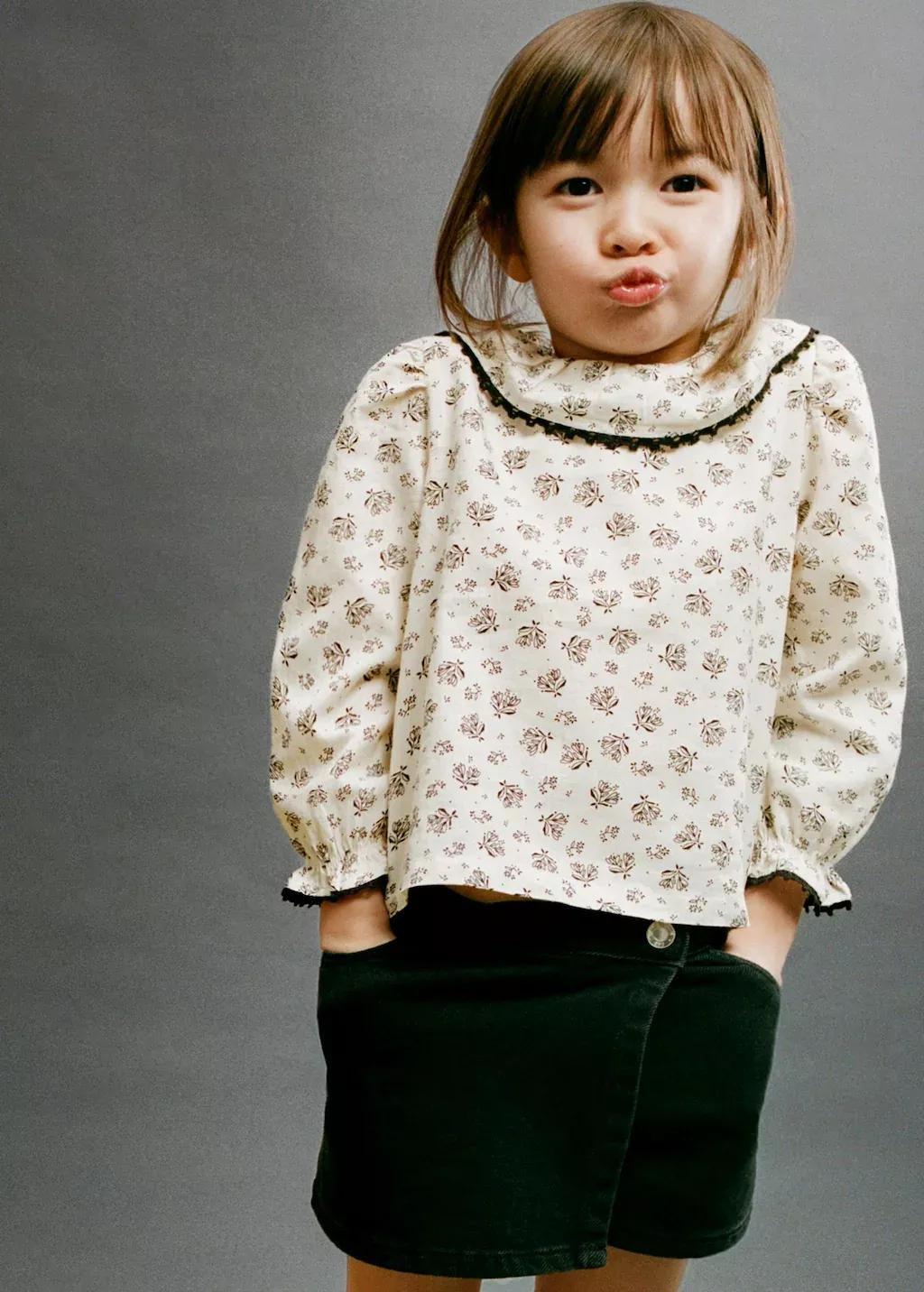 Beige Floral Cotton Blouse, Baby Girl, , large image number 3