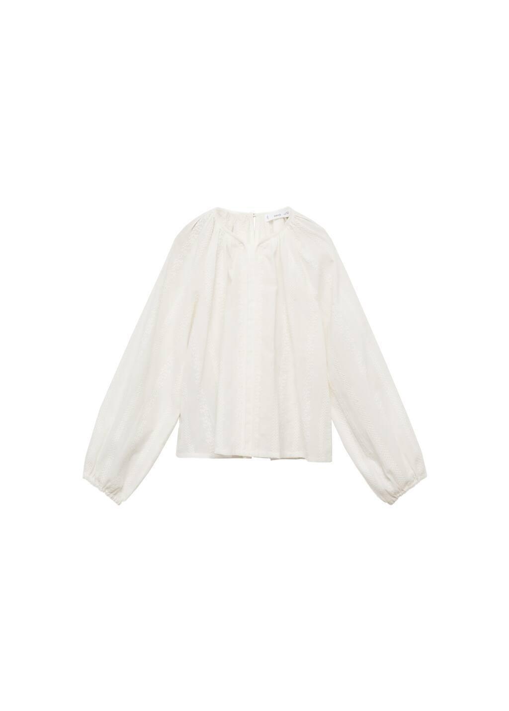 White Cotton Blouse With Embroidered Details, Kids Girl, , large image number 4