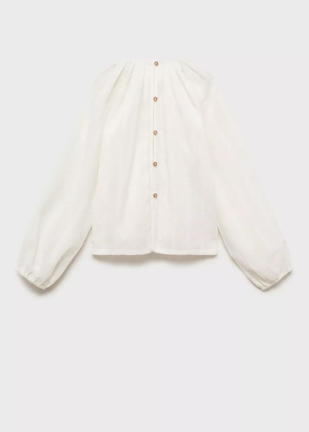 White Cotton Blouse With Embroidered Details, Kids Girl, , large image number 5