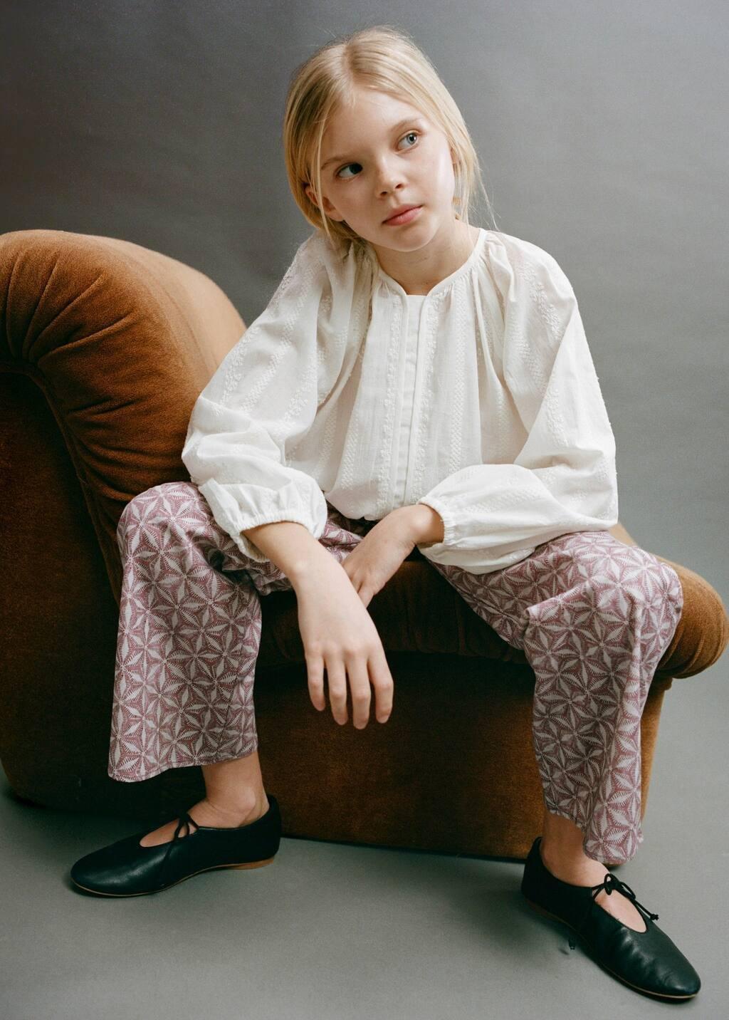 White Cotton Blouse With Embroidered Details, Kids Girl, , large image number 6