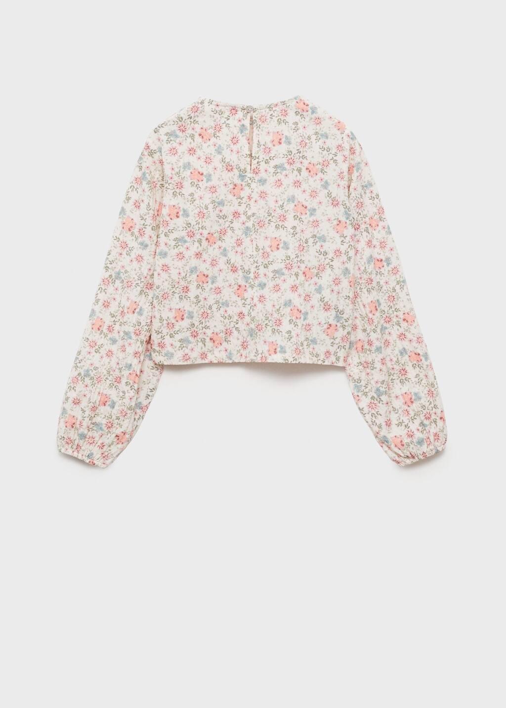 Beige Floral Print Blouse, Kids Girl, , large image number 1