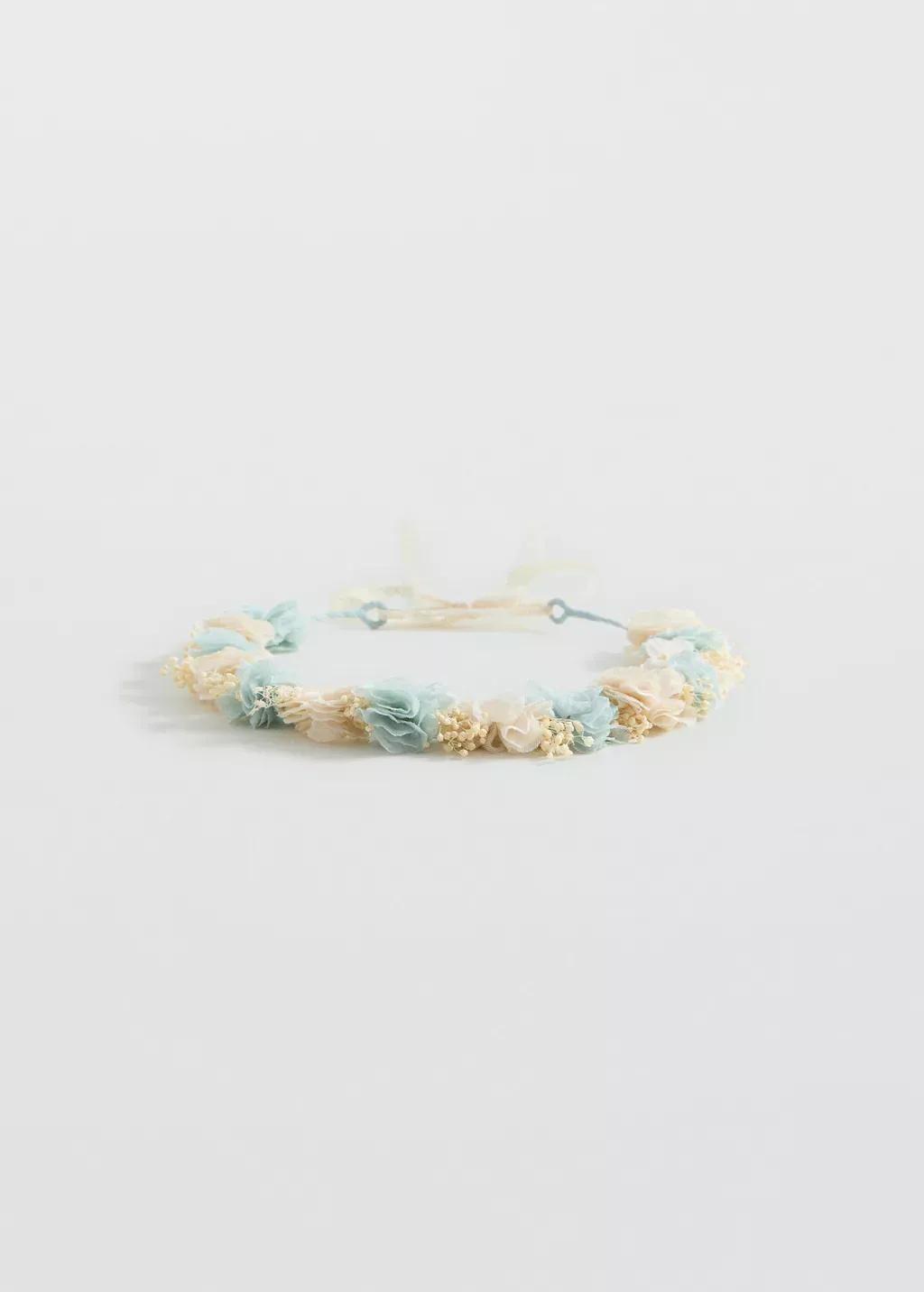 Turquoise Tie Closure Flower Hairband, Kids Girl, Turquoise - Aqua, large image number 3