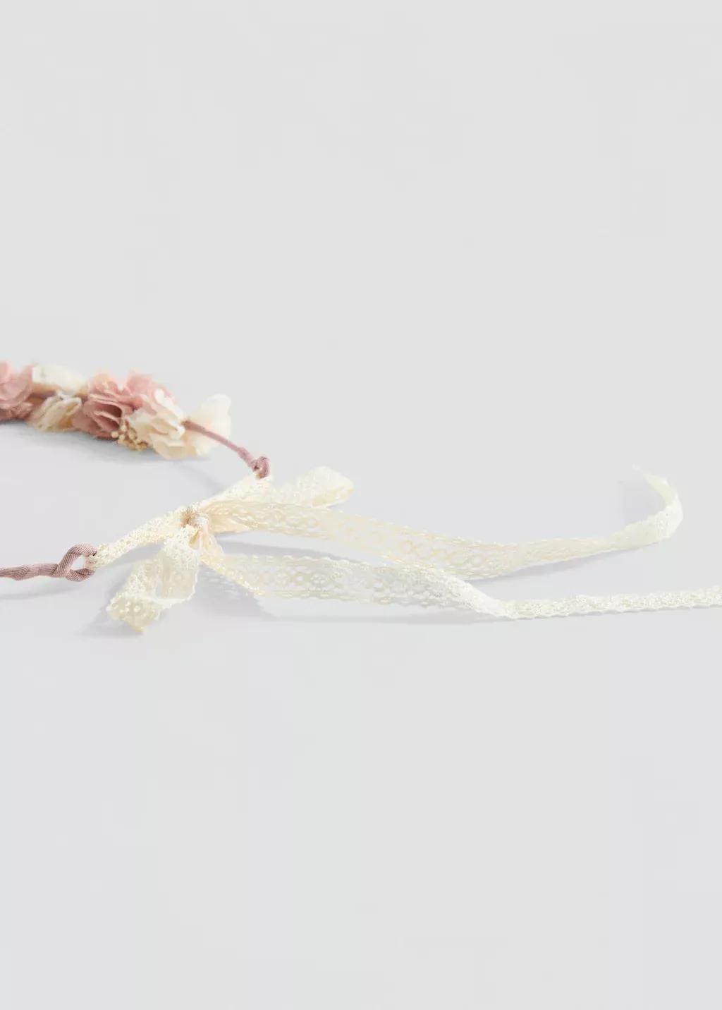 Pink Lt Pastel Tie Closure Flower Hairband, Kids Girl, , medium