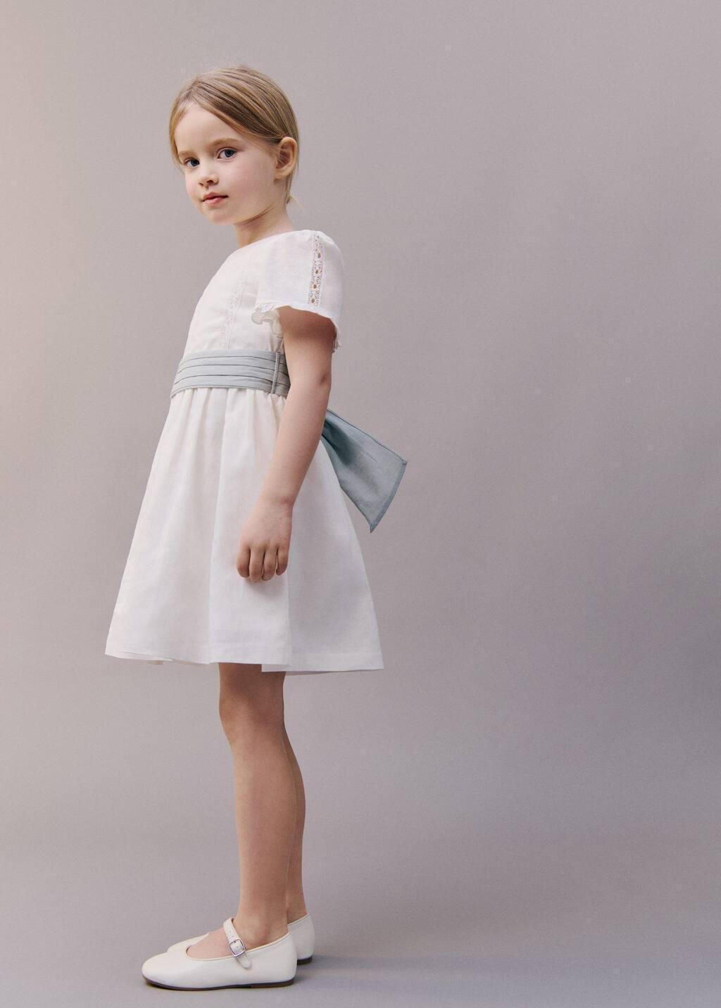 White Round-Toe Ballet Flats With Buckle, Baby Girl, , large image number 0