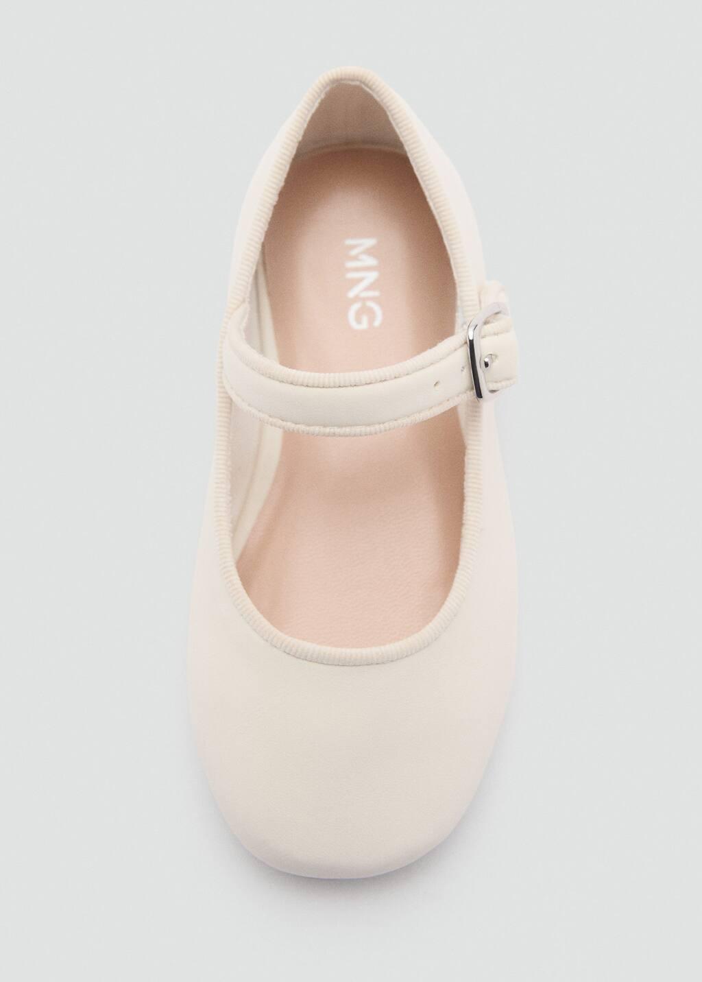 White Round-Toe Ballet Flats With Buckle, Baby Girl, , large image number 4