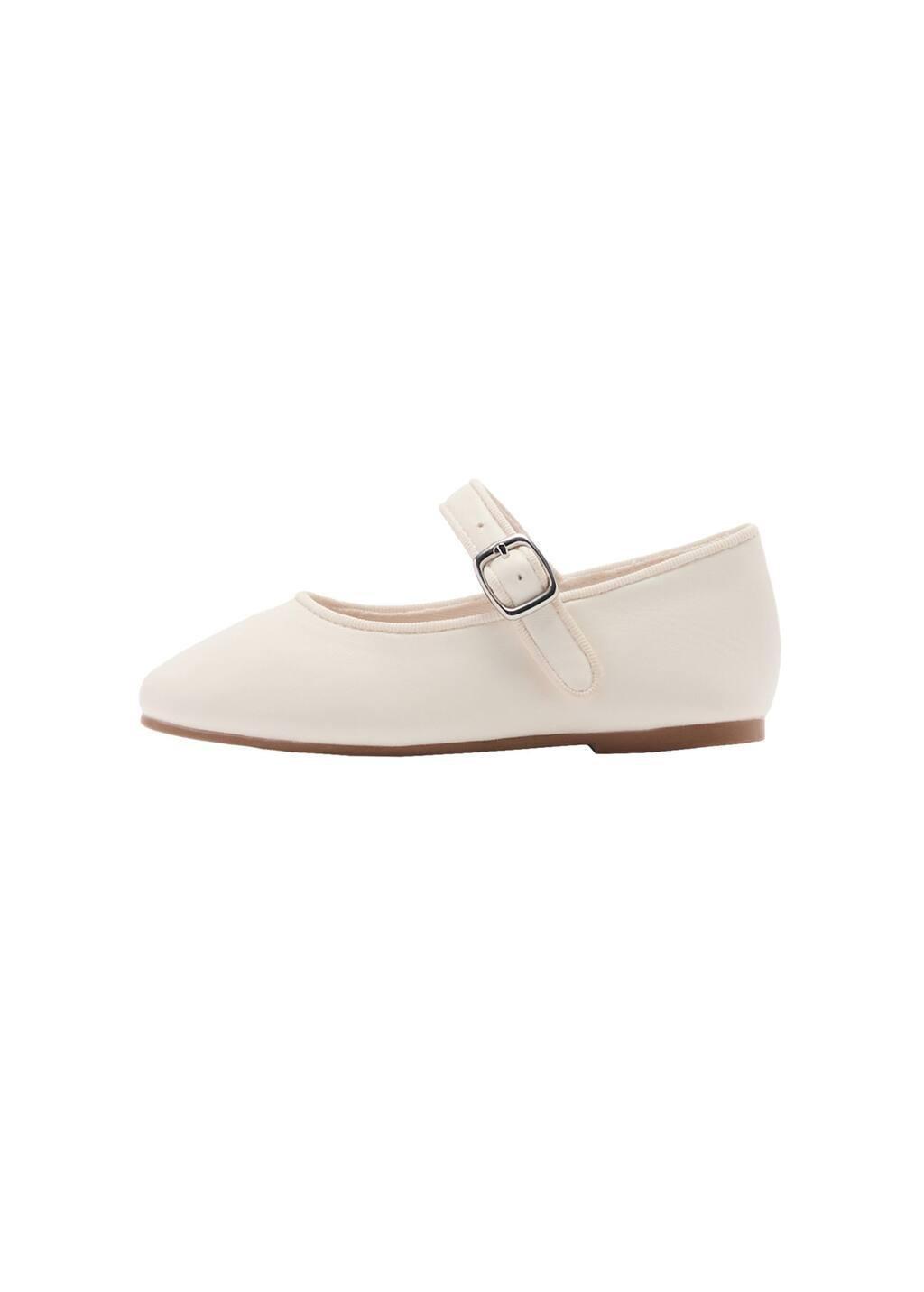 White Round-Toe Ballet Flats With Buckle, Baby Girl, , large image number 5