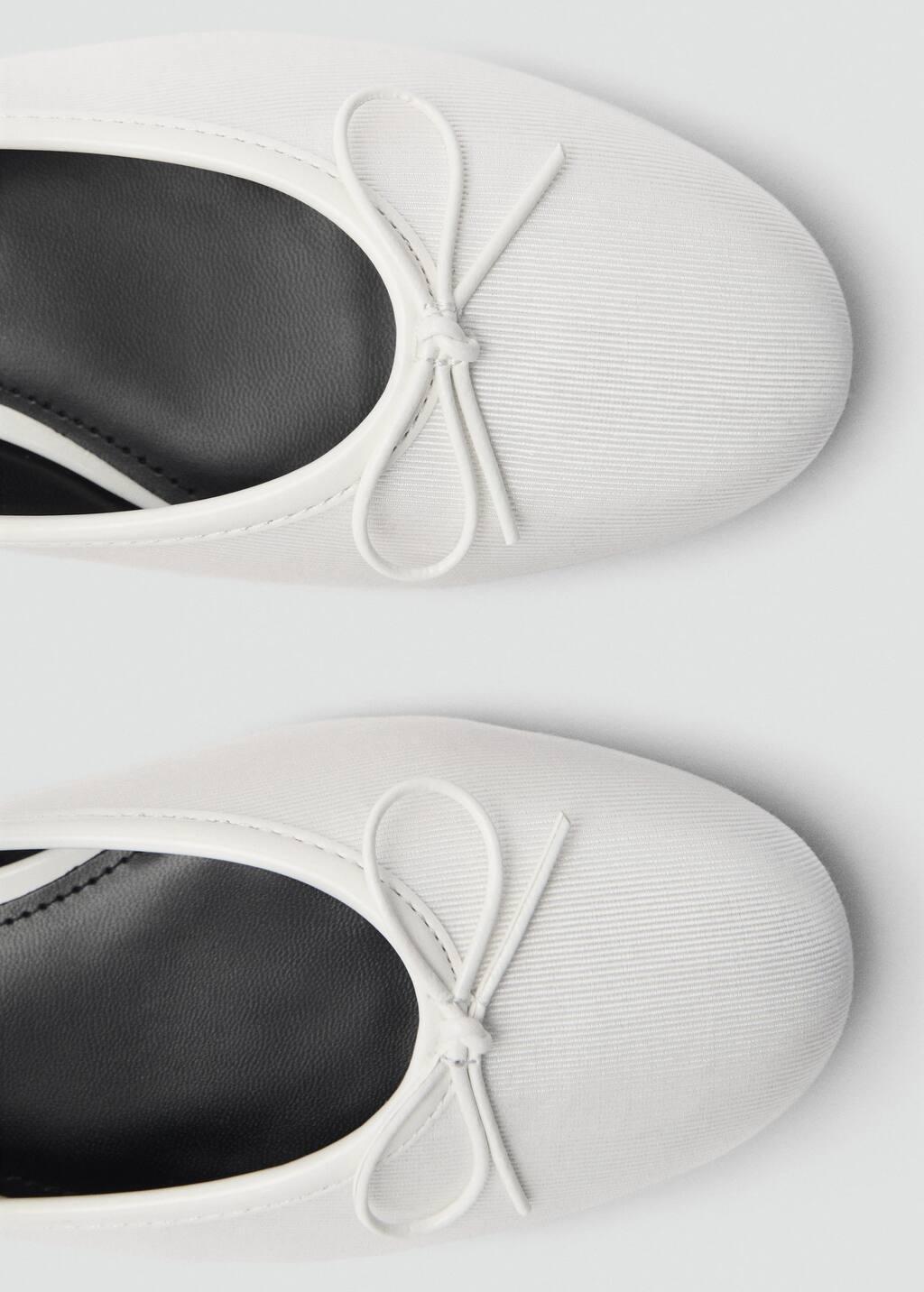 White Ballerinas With Strip And Bow Detail, , large image number 1