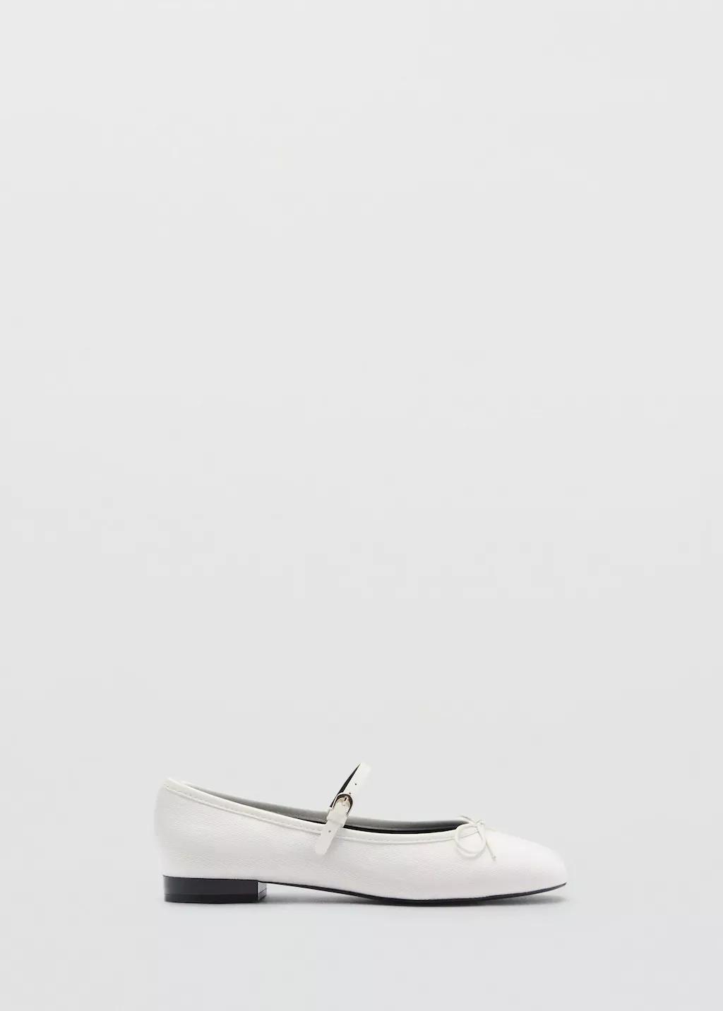 White Ballerinas With Strip And Bow Detail, , large image number 3