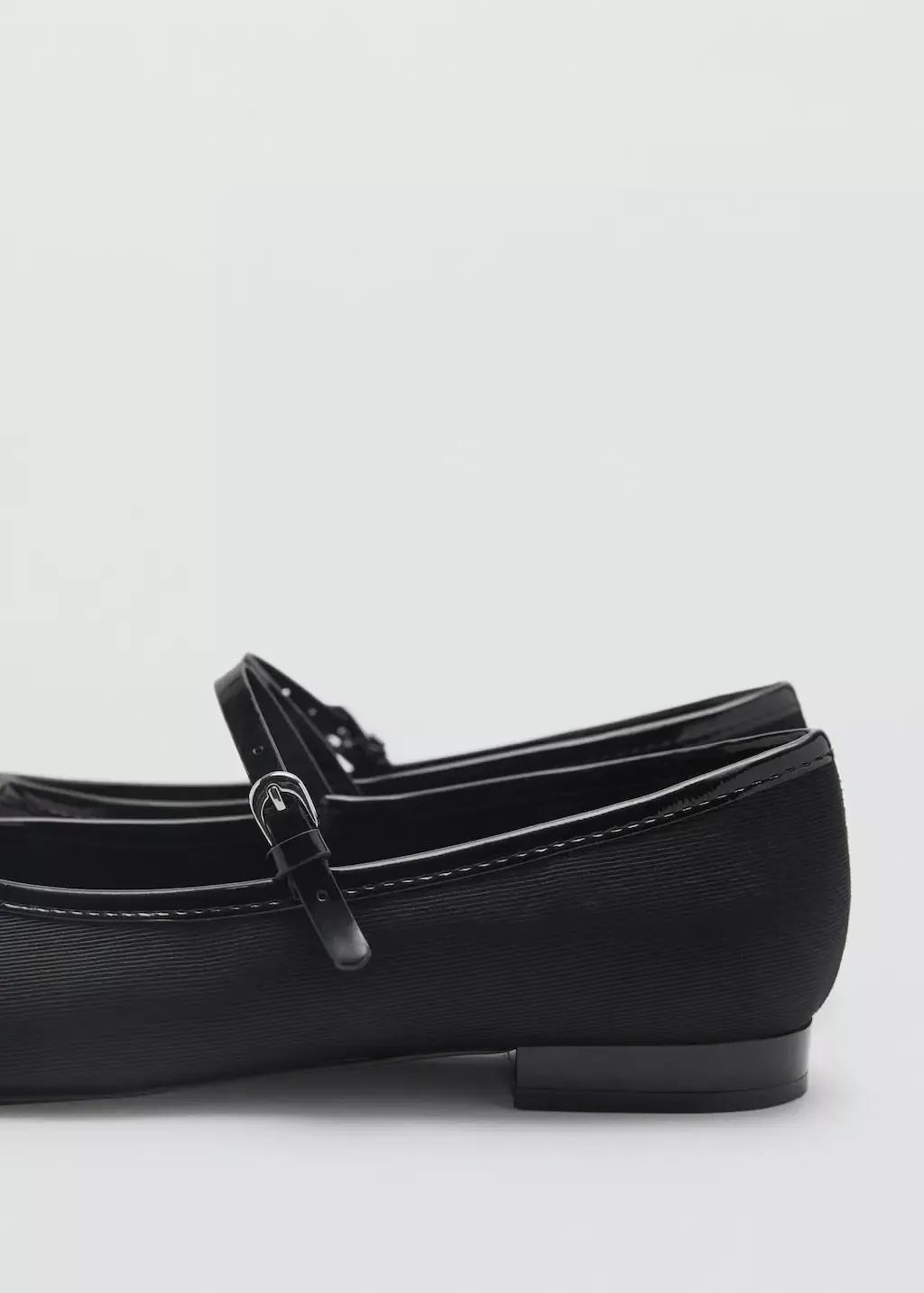 Black Ballerinas With Strip And Bow Detail, , large image number 1
