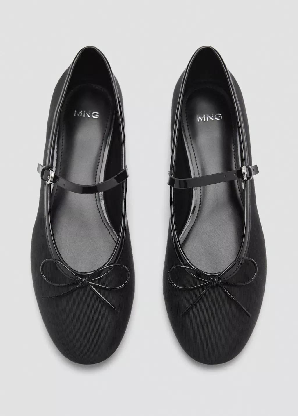 Black Ballerinas With Strip And Bow Detail, , large image number 2