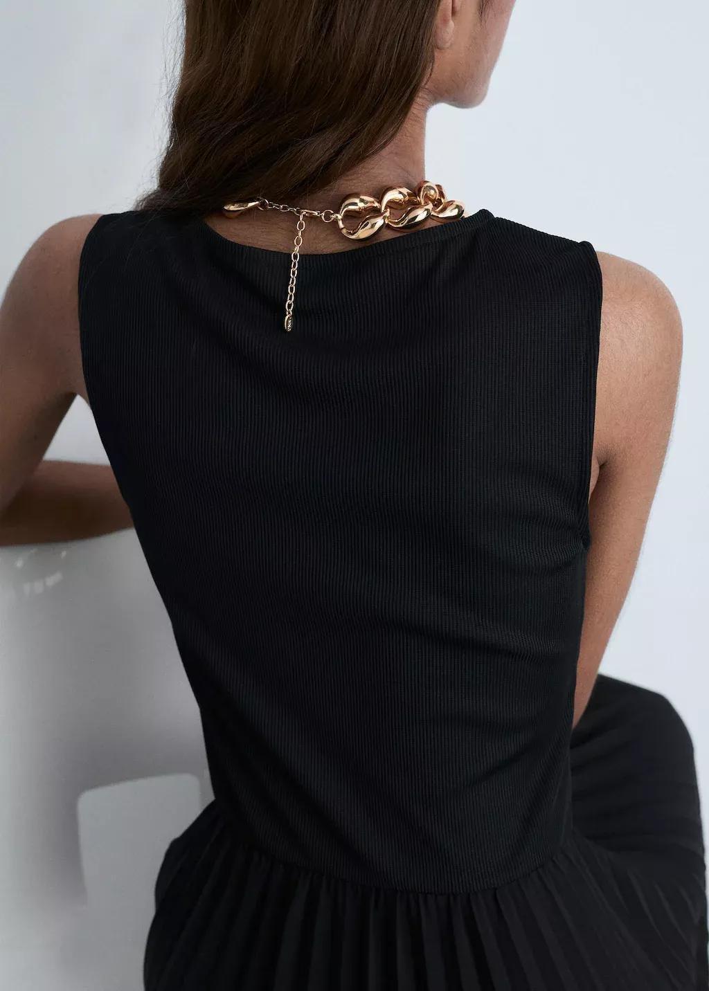 Black Pleated Long Dress, , large image number 2