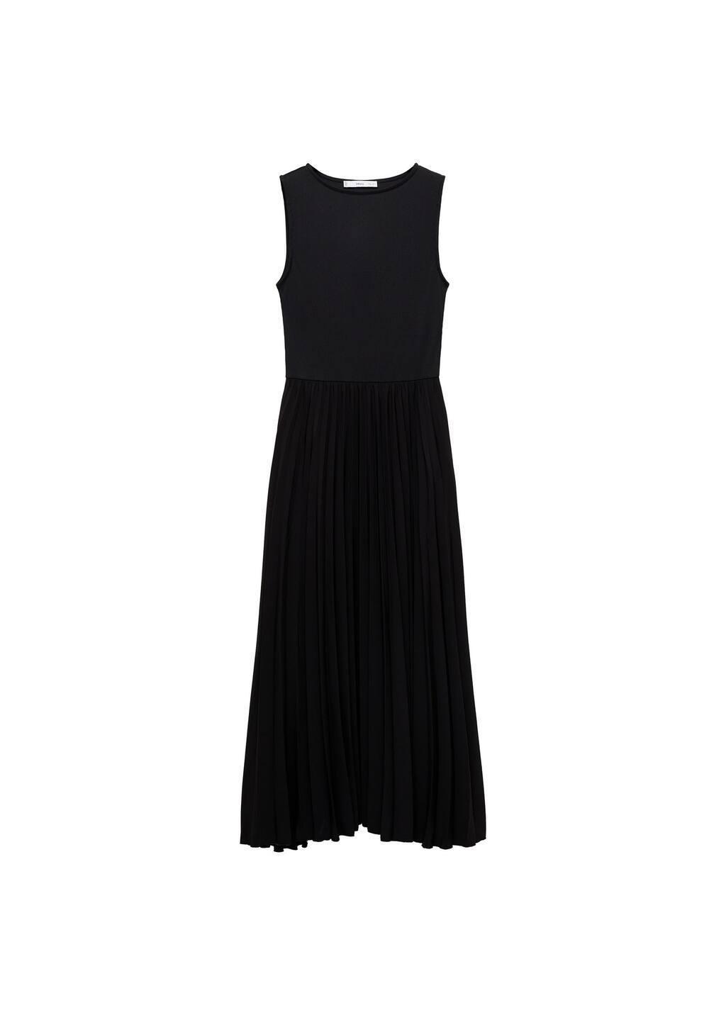 Black Pleated Long Dress, , large image number 3