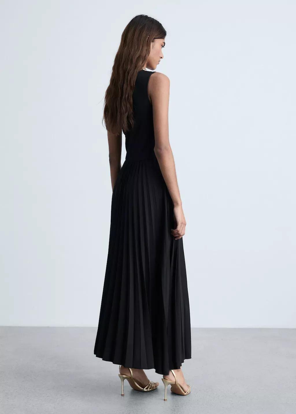 Black Pleated Long Dress, , large image number 5