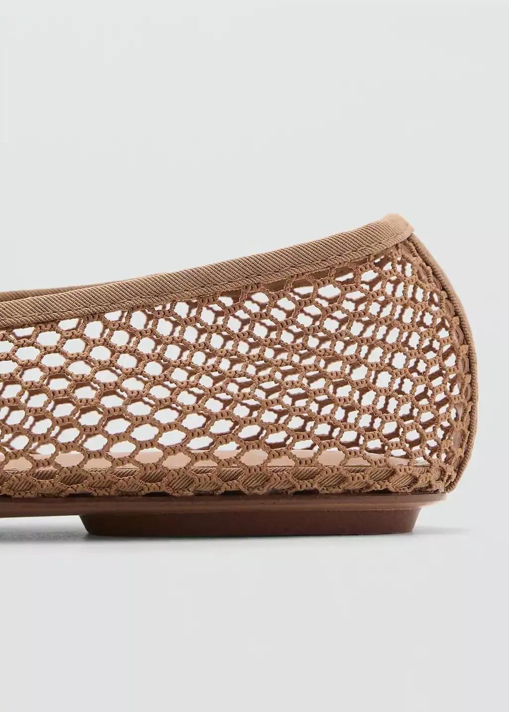 Pink Lt Pastel Mesh Ballerina Flats With Buckle Strap, , large image number 1