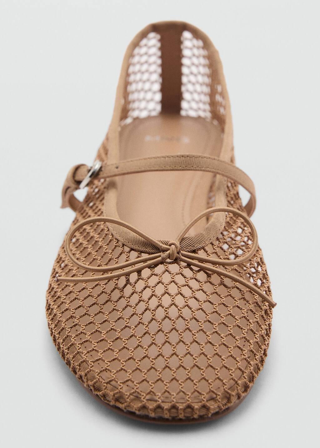 Pink Lt Pastel Mesh Ballerina Flats With Buckle Strap, , large image number 4