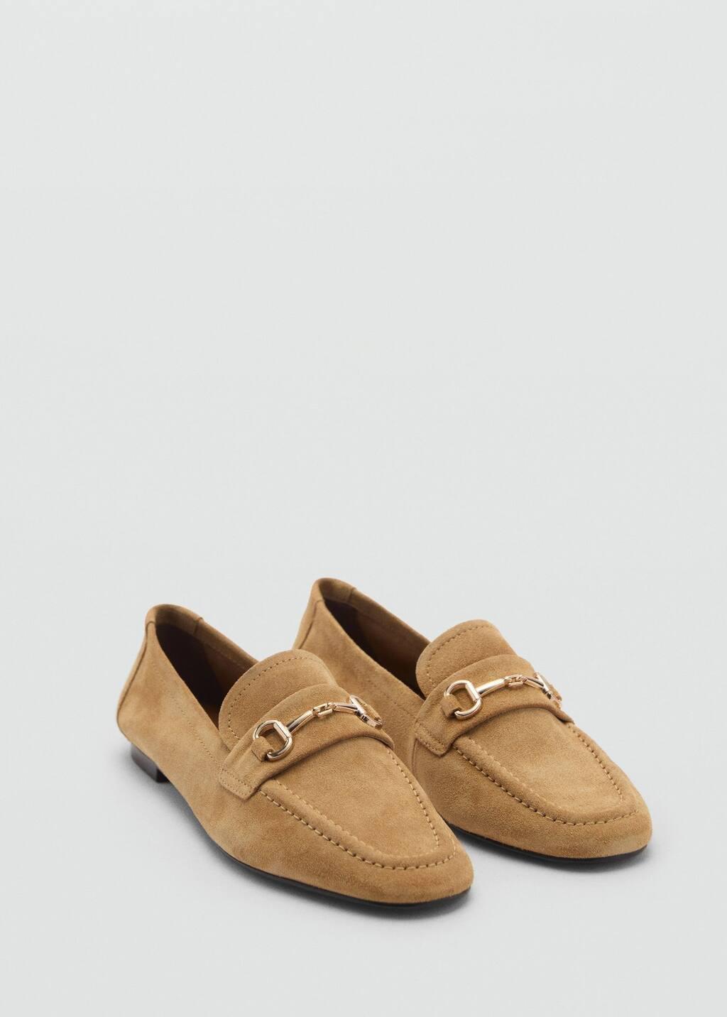 Brown Buckle Leather Moccasins, , medium