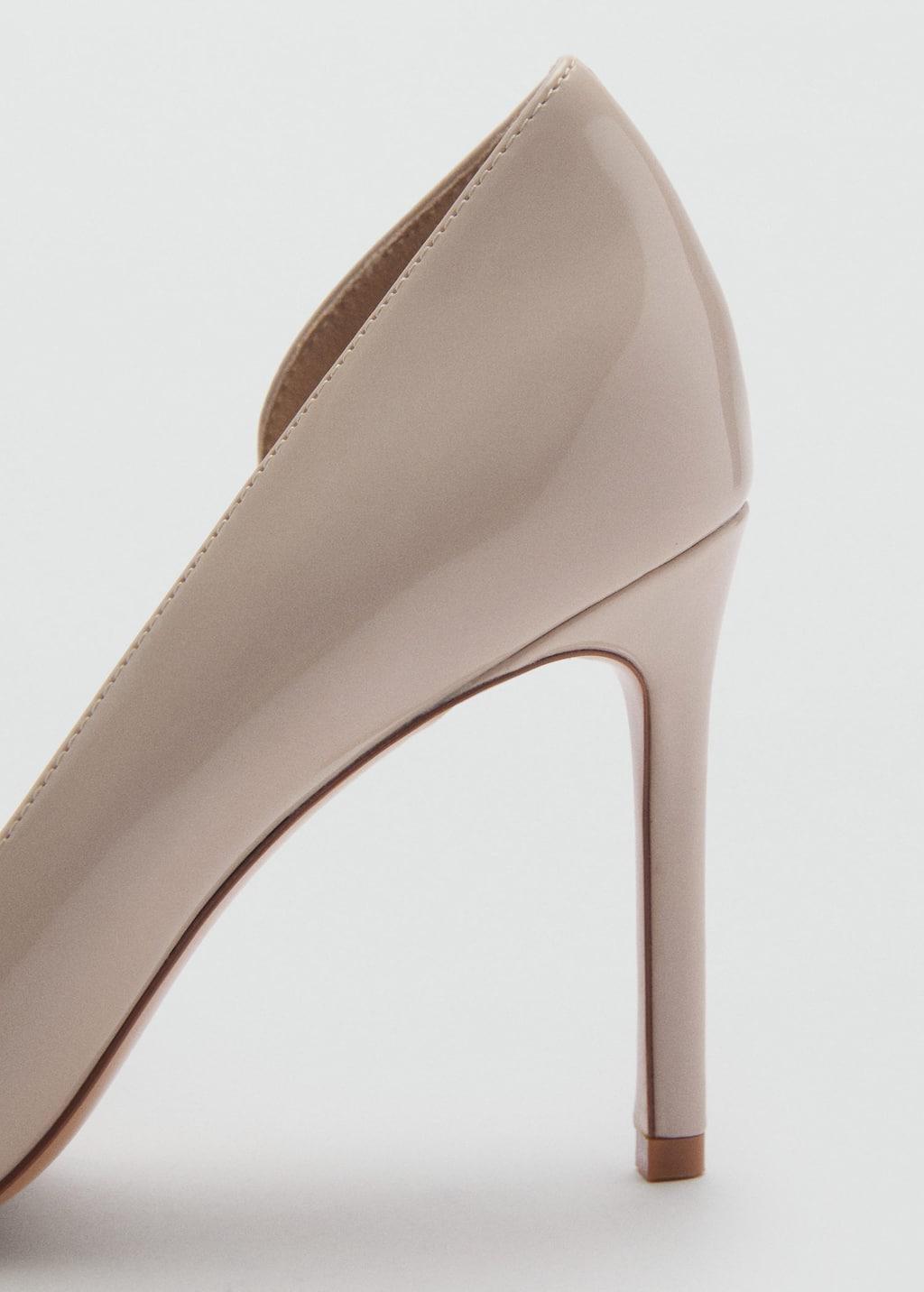 Grey Asymmetrical Leather Effect Heel Shoe, , large image number 1