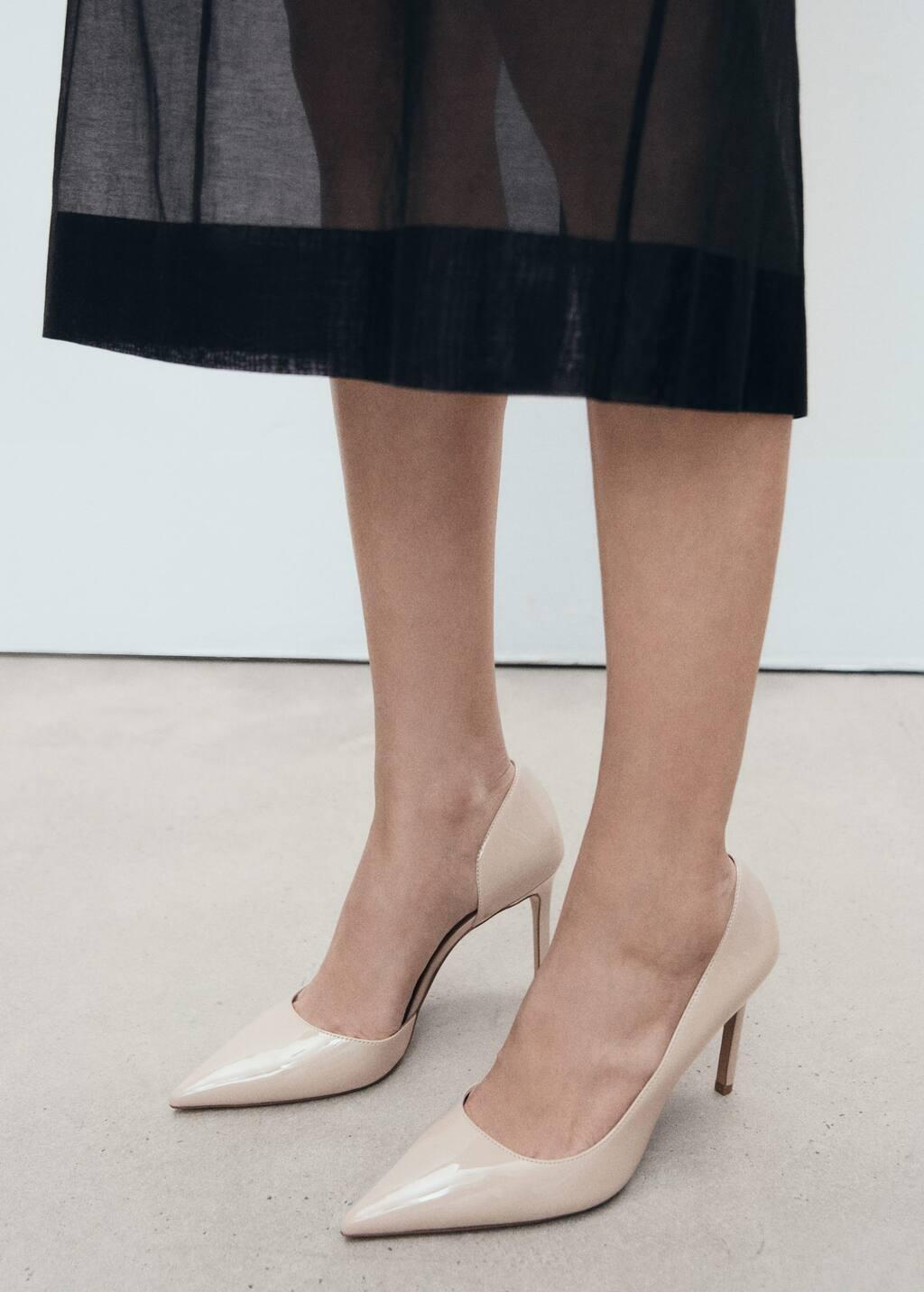 Grey Asymmetrical Leather Effect Heel Shoe, , large image number 4