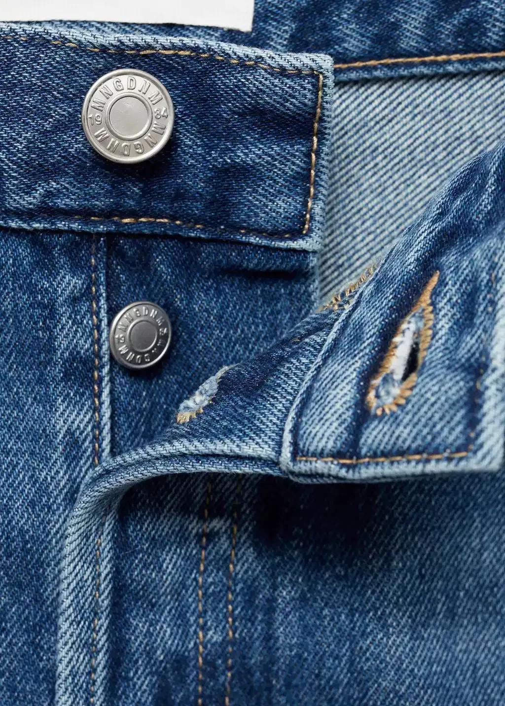 Blue Wideleg Jeans With Turned-Up Hem, , large image number 4