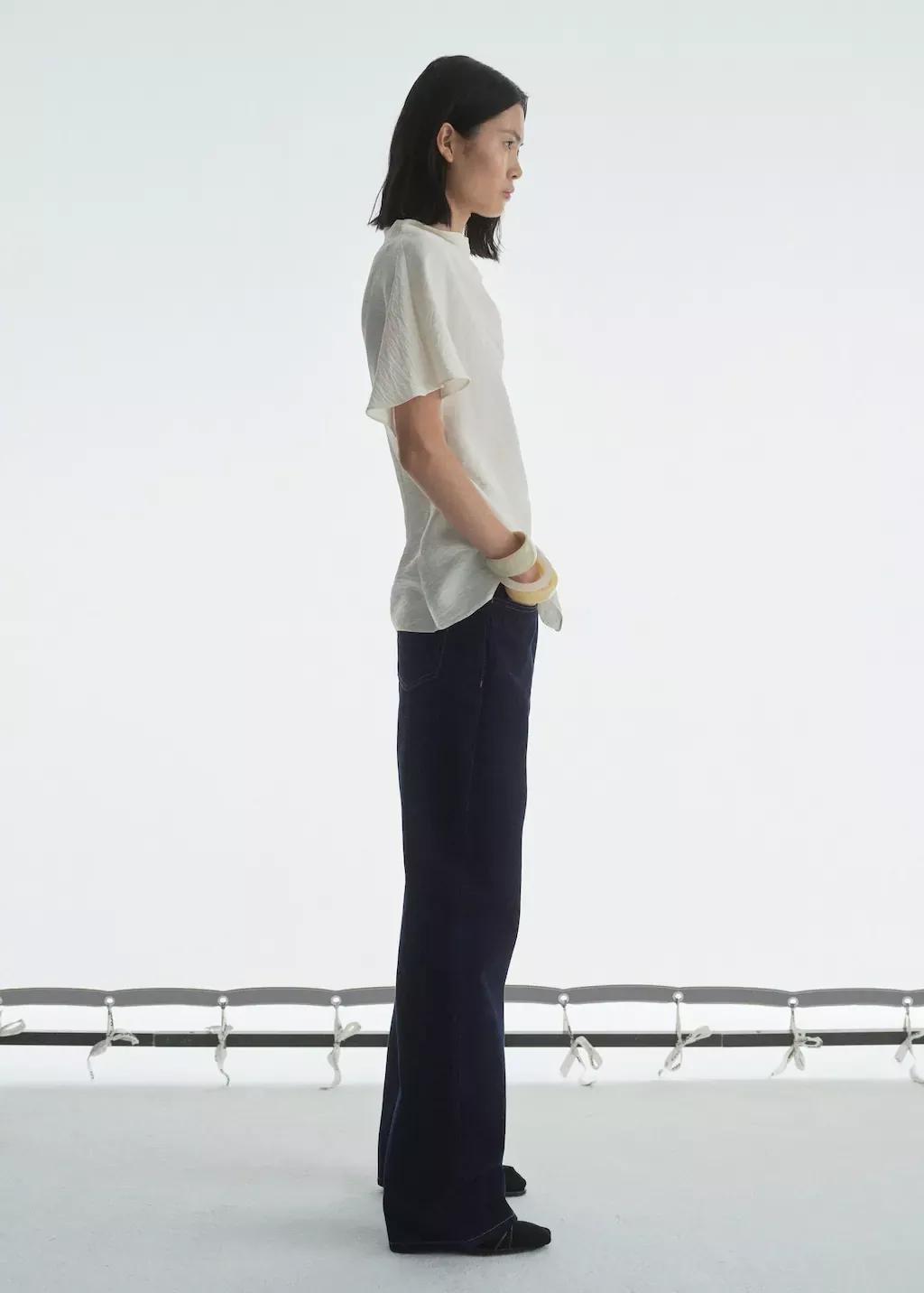 Blue High-Waisted Straight-Fit Rinse-Wash Jeans, , large image number 2
