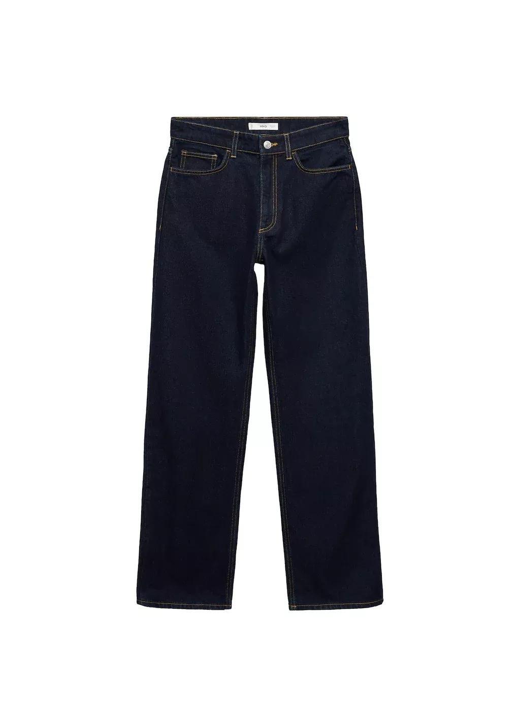 Blue High-Waisted Straight-Fit Rinse-Wash Jeans, , large image number 3