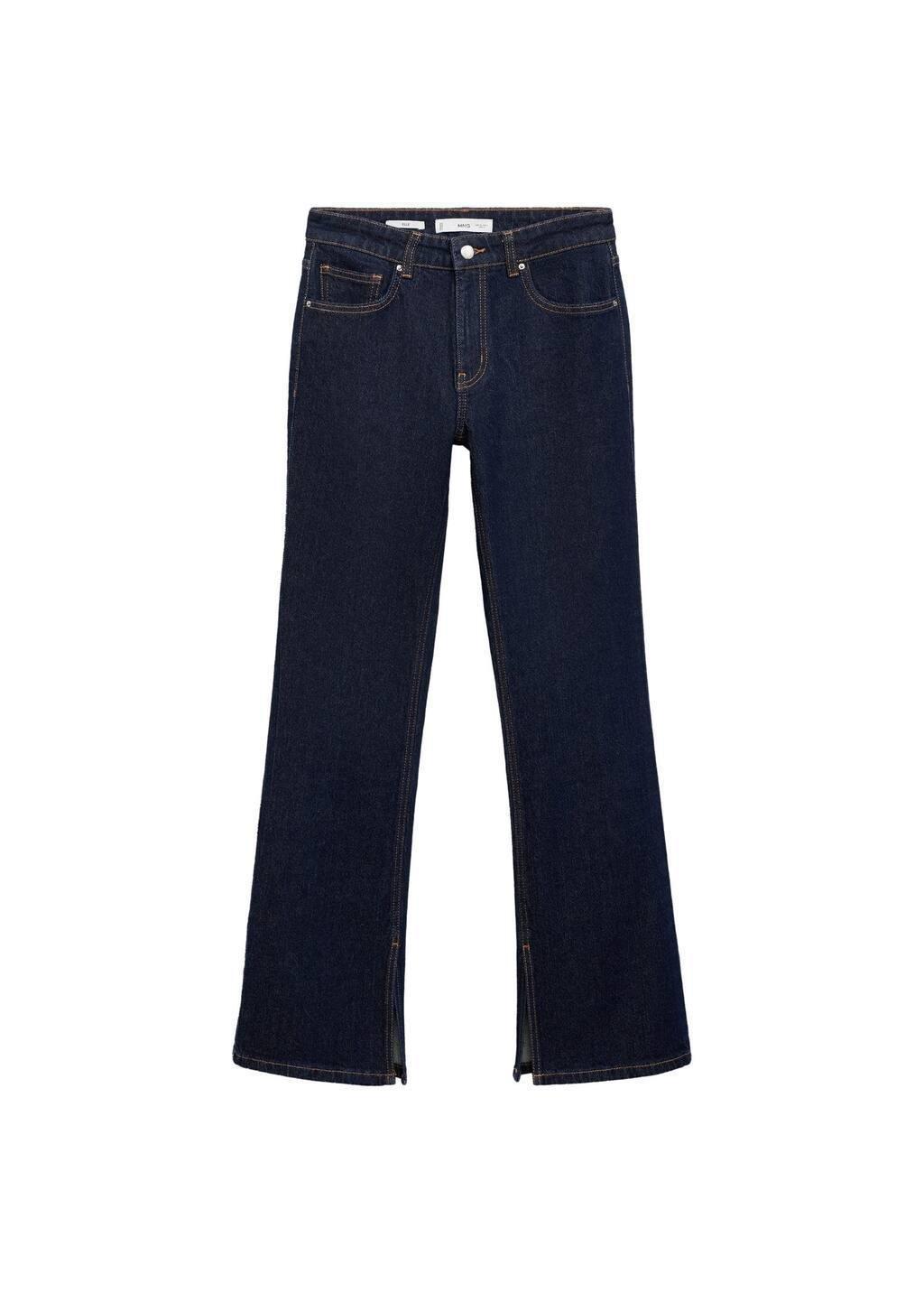Blue Rinse Wash Flare Jeans With Openings, , large image number 3
