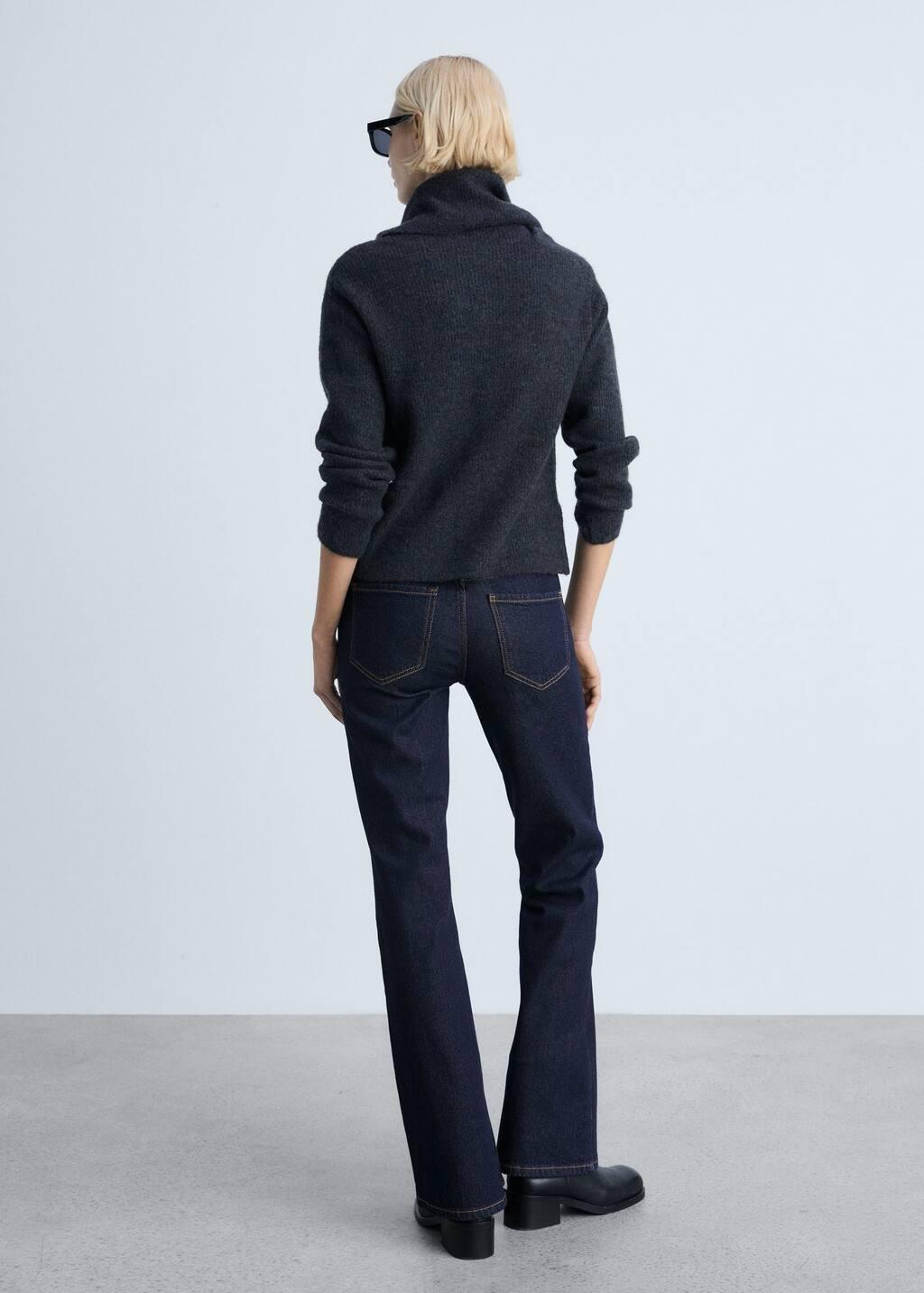 Blue Rinse Wash Flare Jeans With Openings, , large image number 5