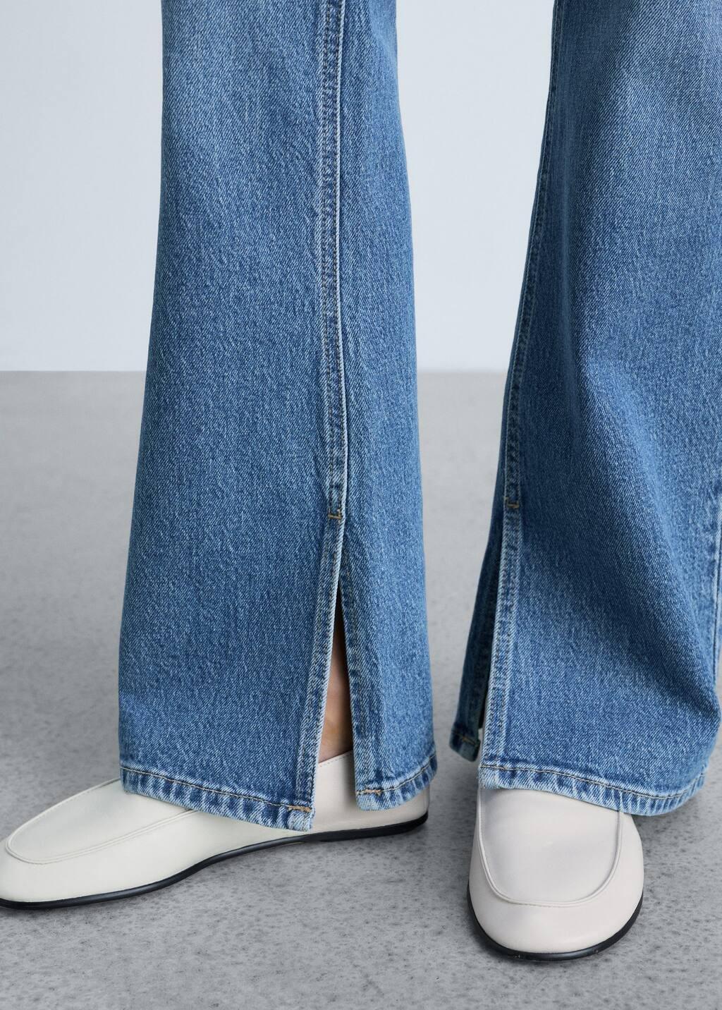 Blue Medium-Rise Straight Jeans With Slits, , large image number 2