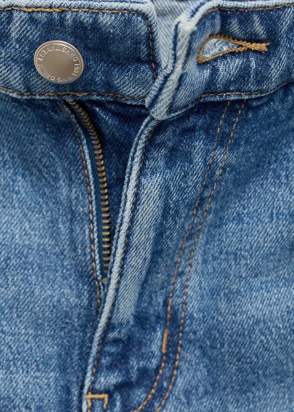 Blue Medium-Rise Straight Jeans With Slits, , large image number 4