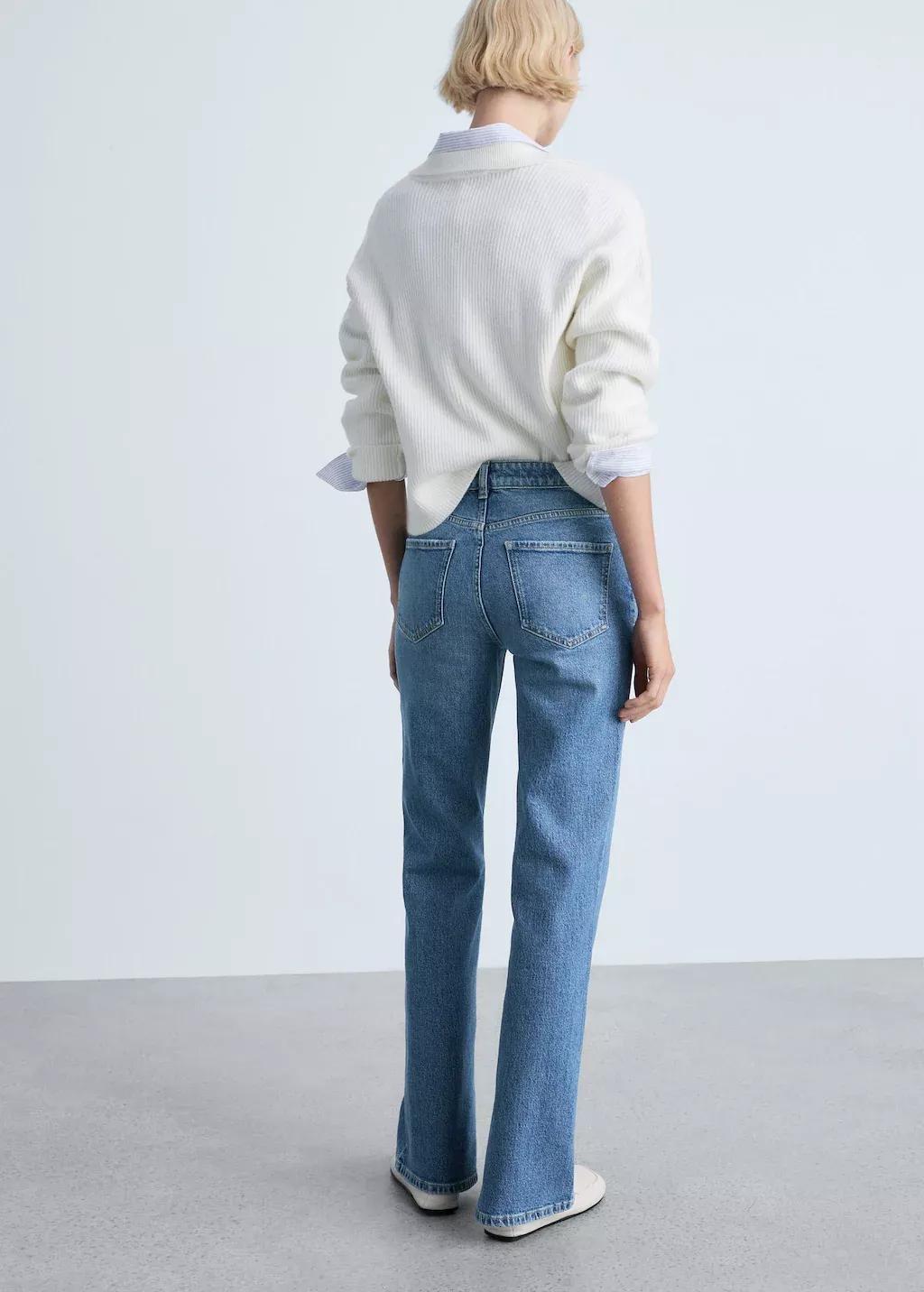 Blue Medium-Rise Straight Jeans With Slits, , large image number 5