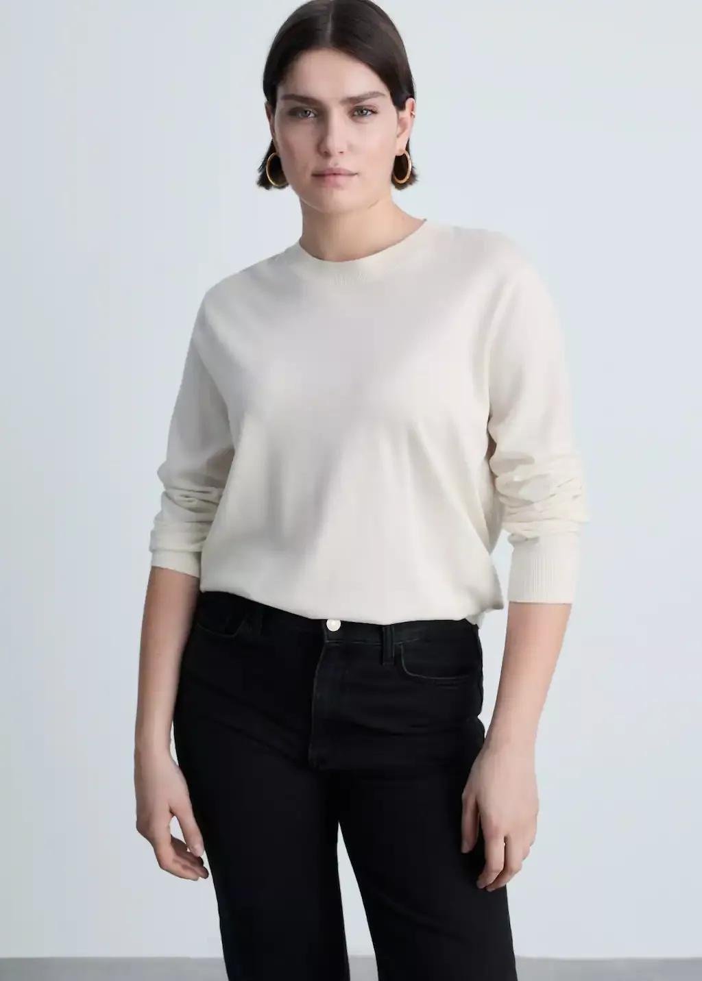 Beige Silk Blend Knitted Sweater, , large image number 7