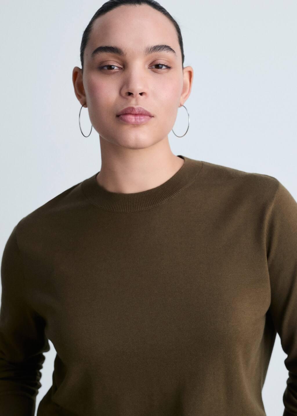 Khaki Silk-Blend Knitted Sweater, , large image number 6