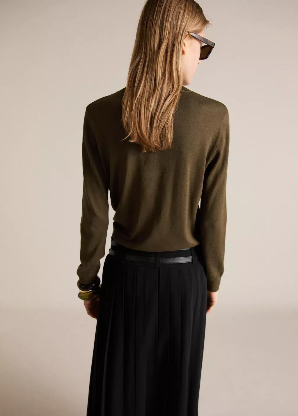 Khaki Silk-Blend Knitted Sweater, , large image number 7