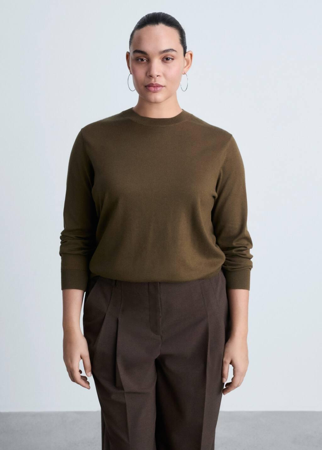 Khaki Silk-Blend Knitted Sweater, , large image number 8