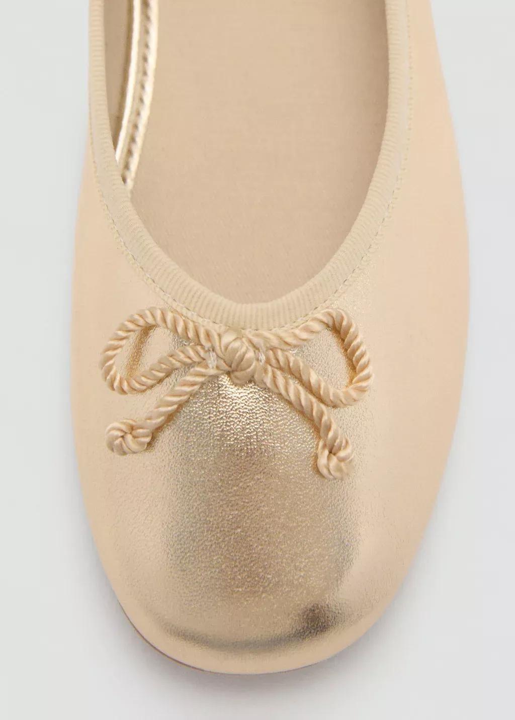 GOLD Metallic ballet flats with bow, Kids Girl, , large image number 1
