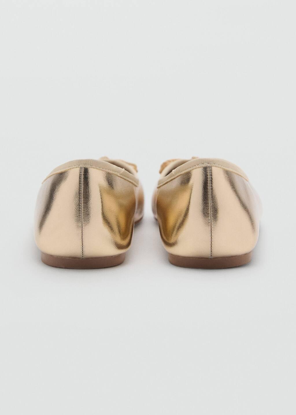 GOLD Metallic ballet flats with bow, Kids Girl, , large image number 2