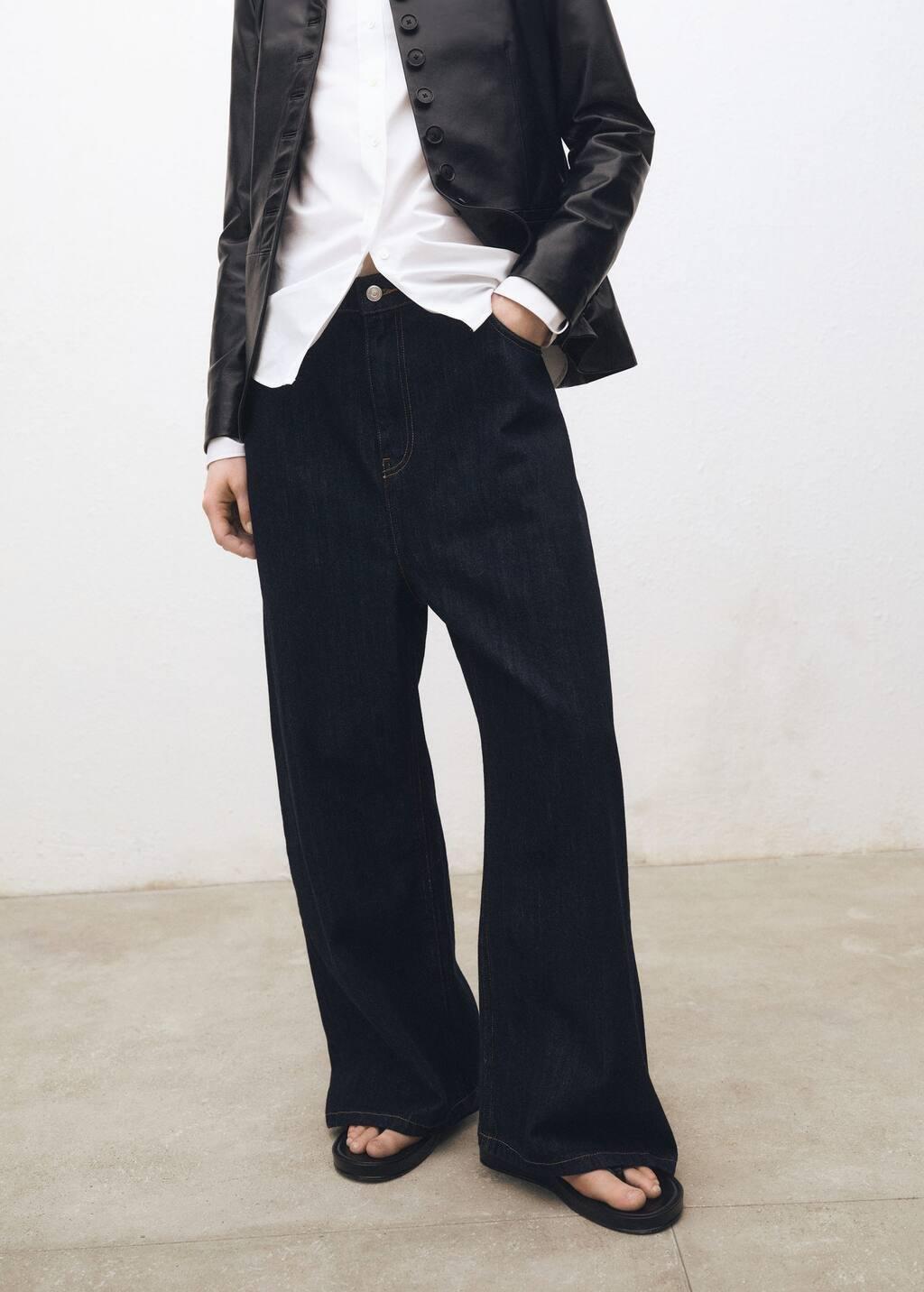 Blue High-Rise Wideleg Jeans Rinse Wash, , large image number 2