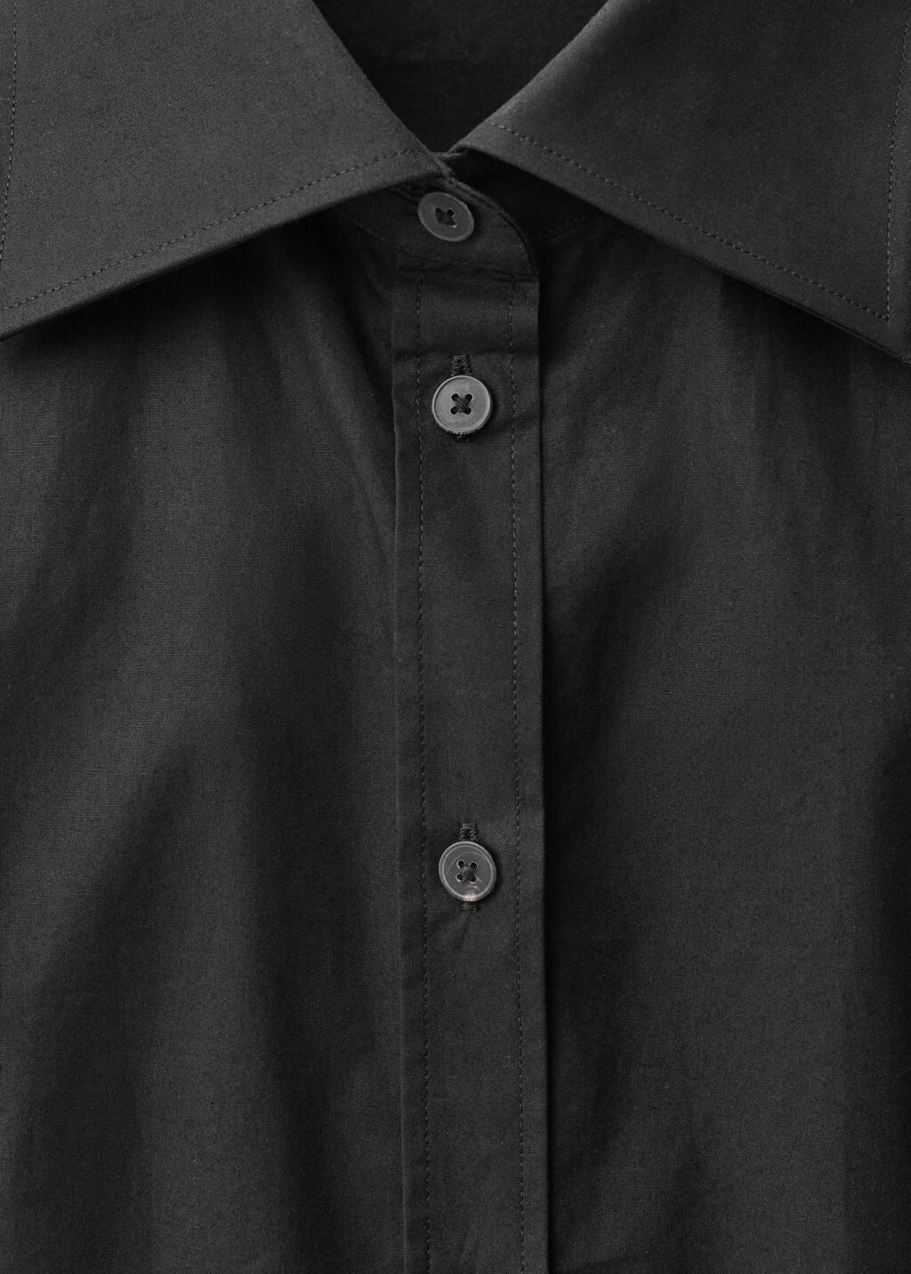 Black Fitted Shirt With Cuffless Sleeves, , large image number 2