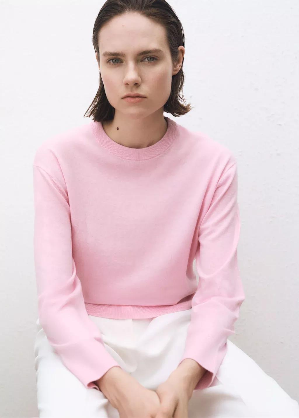 Pink Wool-Blend Round-Neck Sweater, , large image number 0